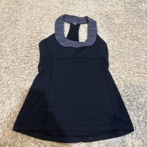 Lululemon Tank Top Womens 4 Black Halter Built In Bra Athletic Yoga Workout